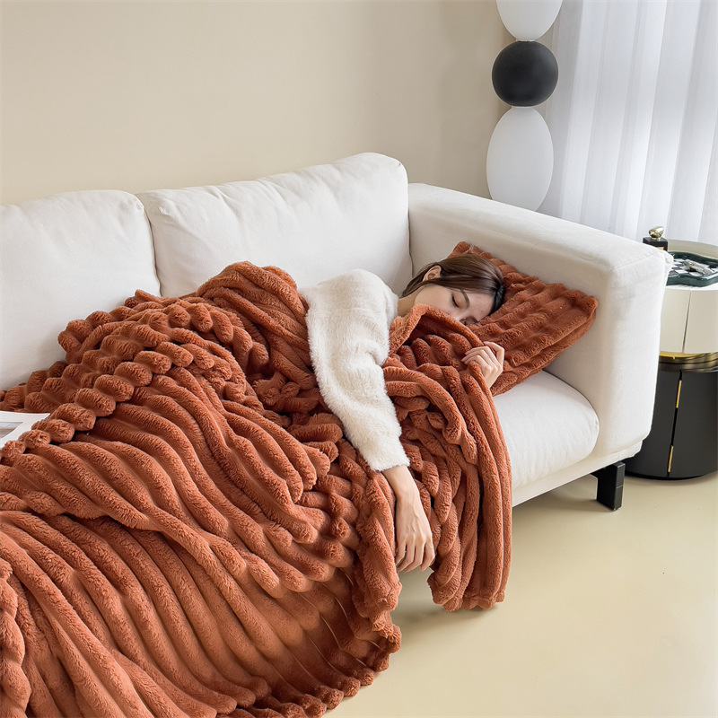 Cozy Ribbed Knit Throw Blanket – Soft & Stylish