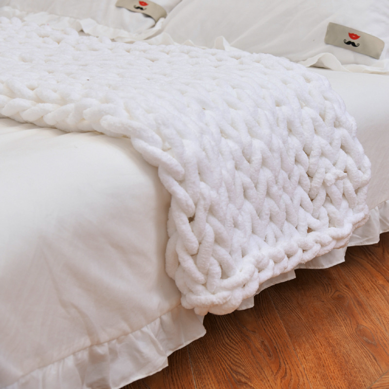 Chunky Knit Weighted Wool Blanket – Boho Home Decor