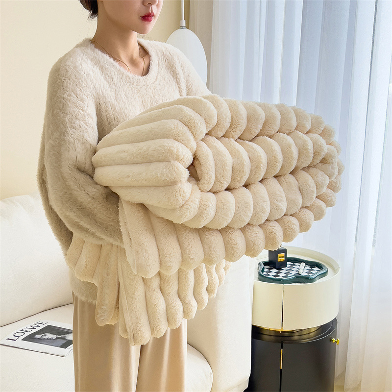 Cozy Ribbed Knit Throw Blanket – Soft & Stylish
