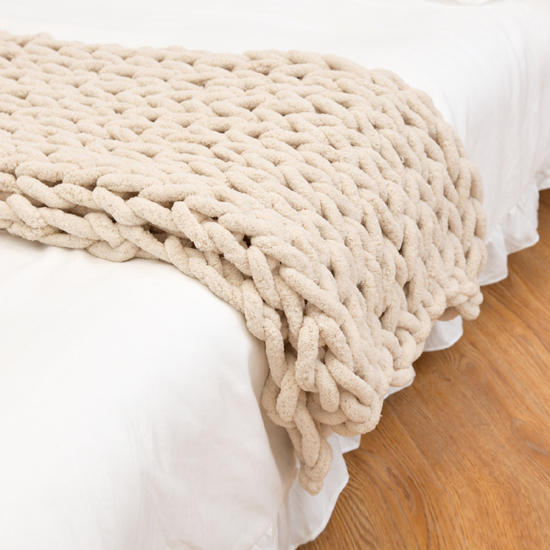 Chunky Knit Weighted Wool Blanket – Boho Home Decor