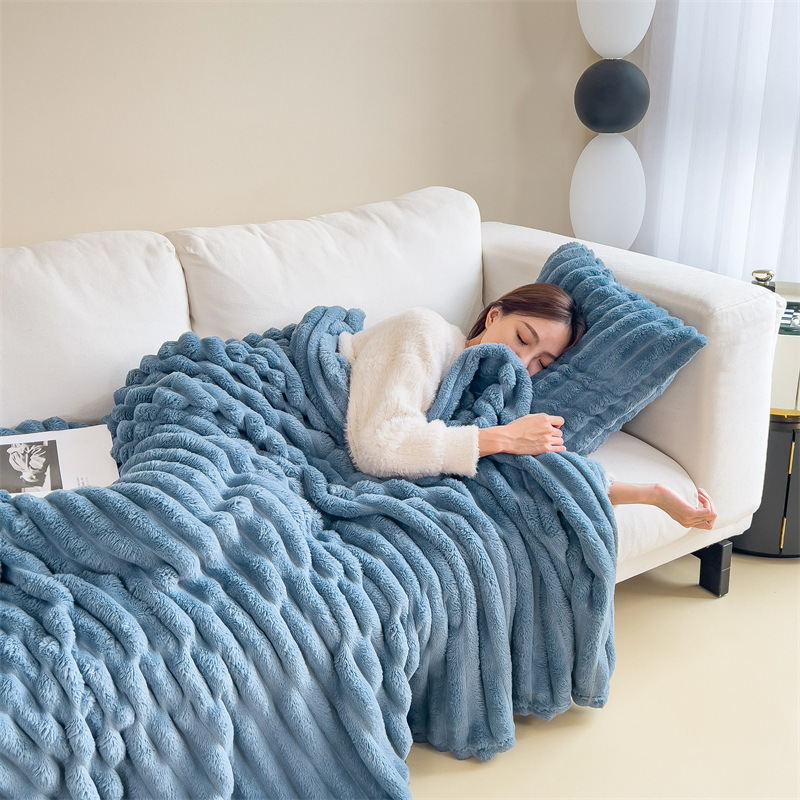 Cozy Ribbed Knit Throw Blanket – Soft & Stylish