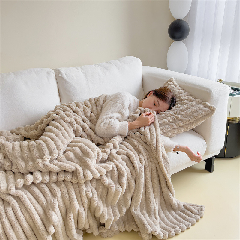 Cozy Ribbed Knit Throw Blanket – Soft & Stylish