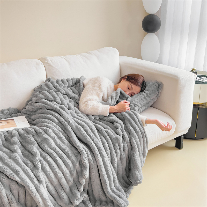 Cozy Ribbed Knit Throw Blanket – Soft & Stylish