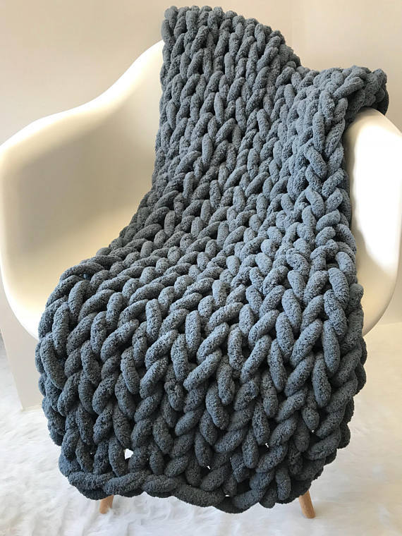 Chunky Knit Weighted Wool Blanket – Boho Home Decor