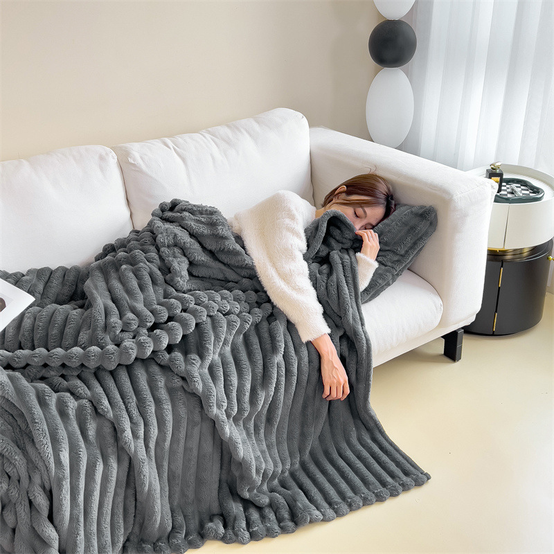 Cozy Ribbed Knit Throw Blanket – Soft & Stylish