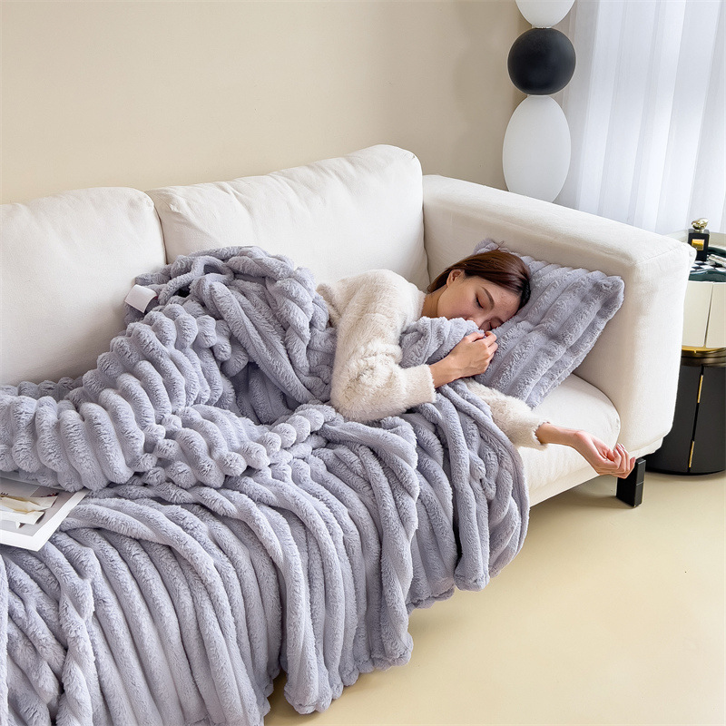 Cozy Ribbed Knit Throw Blanket – Soft & Stylish