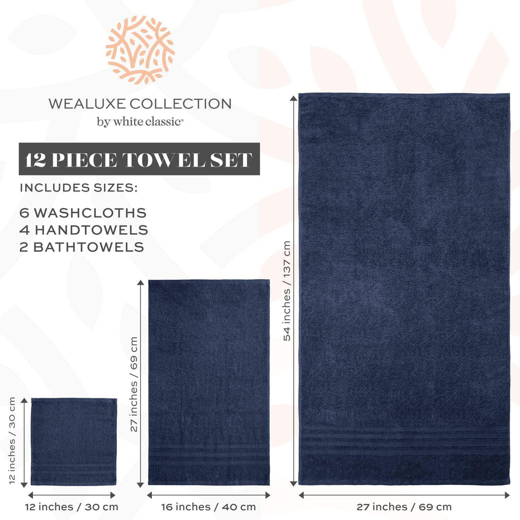 12-Piece Cotton Bath Towel Set – Wealuxe Collection