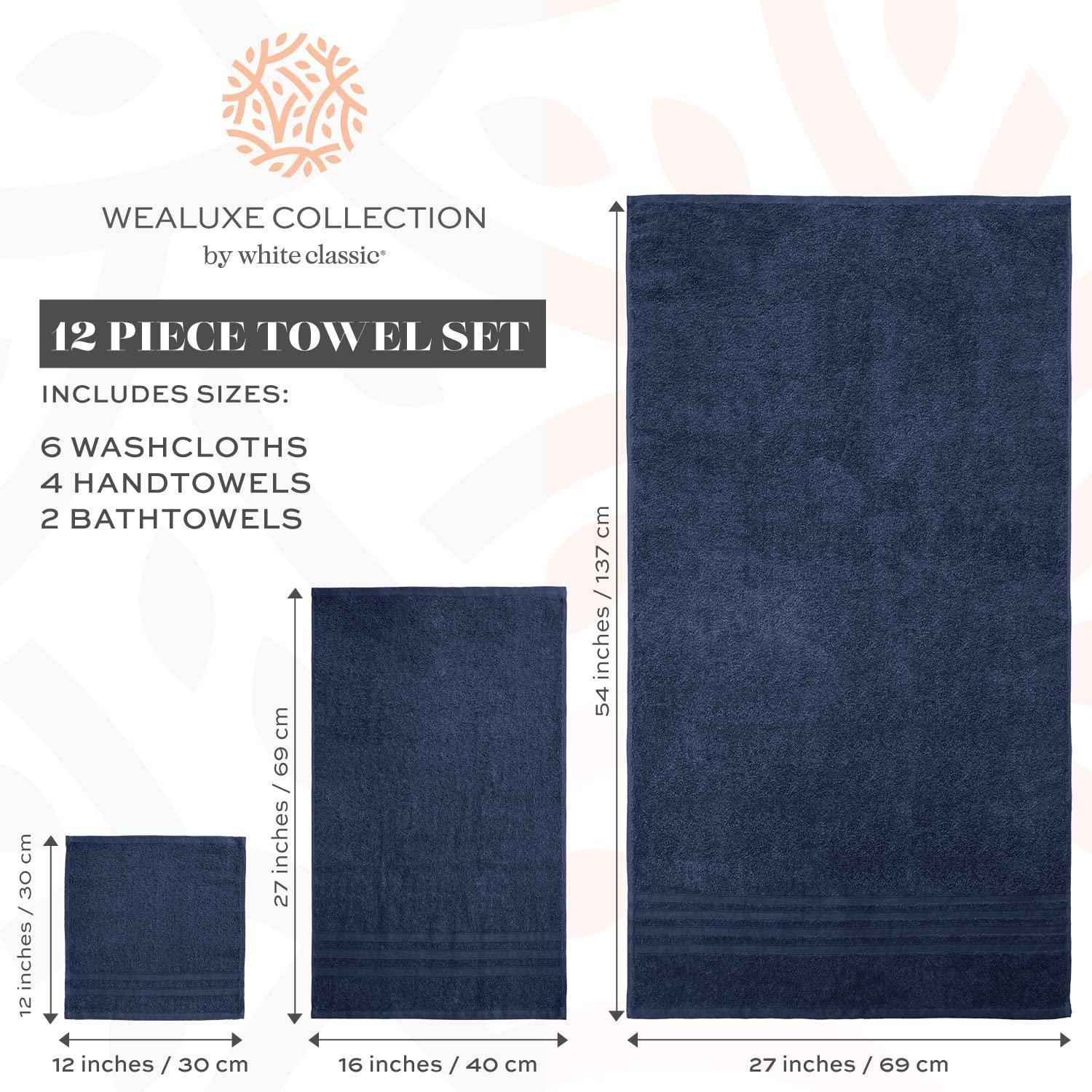 12-Piece Cotton Bath Towel Set – Wealuxe Collection