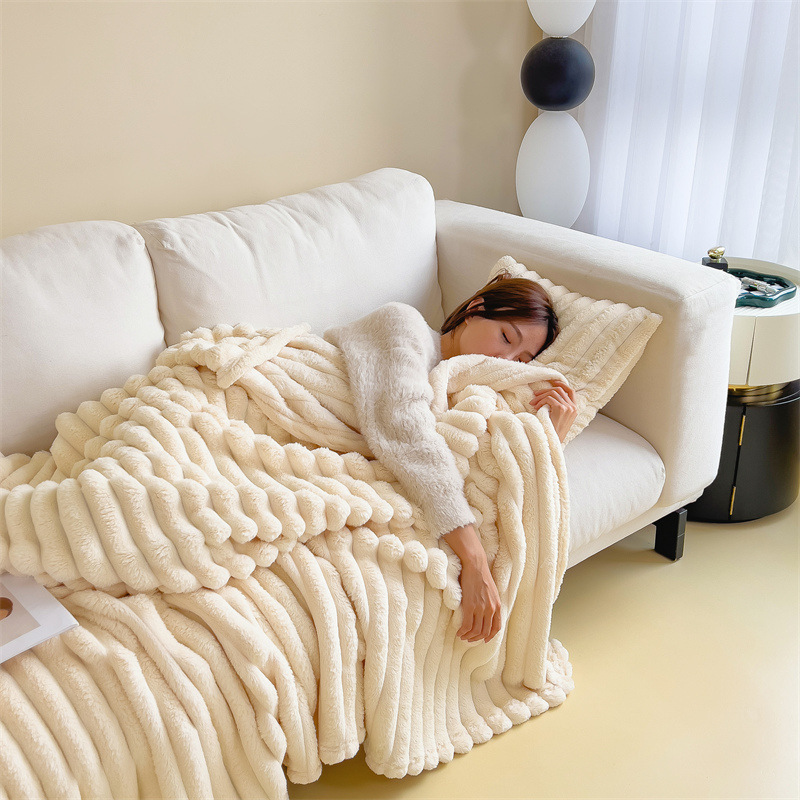 Cozy Ribbed Knit Throw Blanket – Soft & Stylish